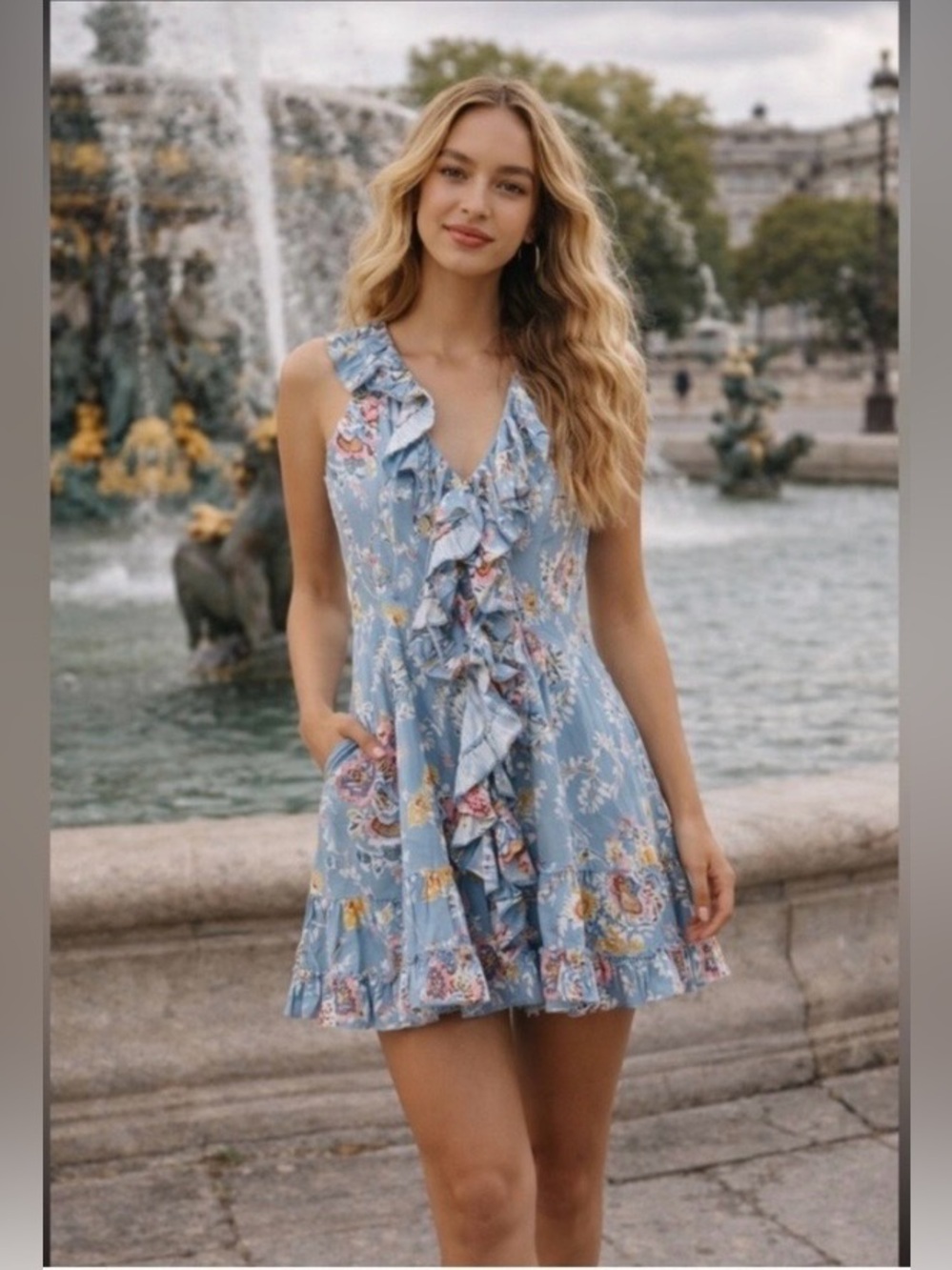NWT Size L - Anthro X Love The Label 100% Cotton Ruffle Mini Dress (NWT US$ 325)